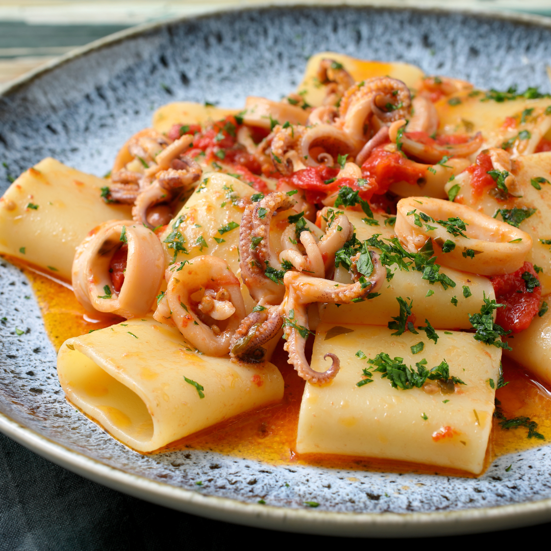 paccheri con ragù di polpo