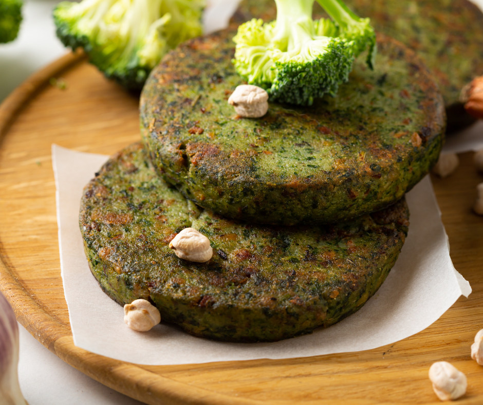 hamburger broccoli e ceci