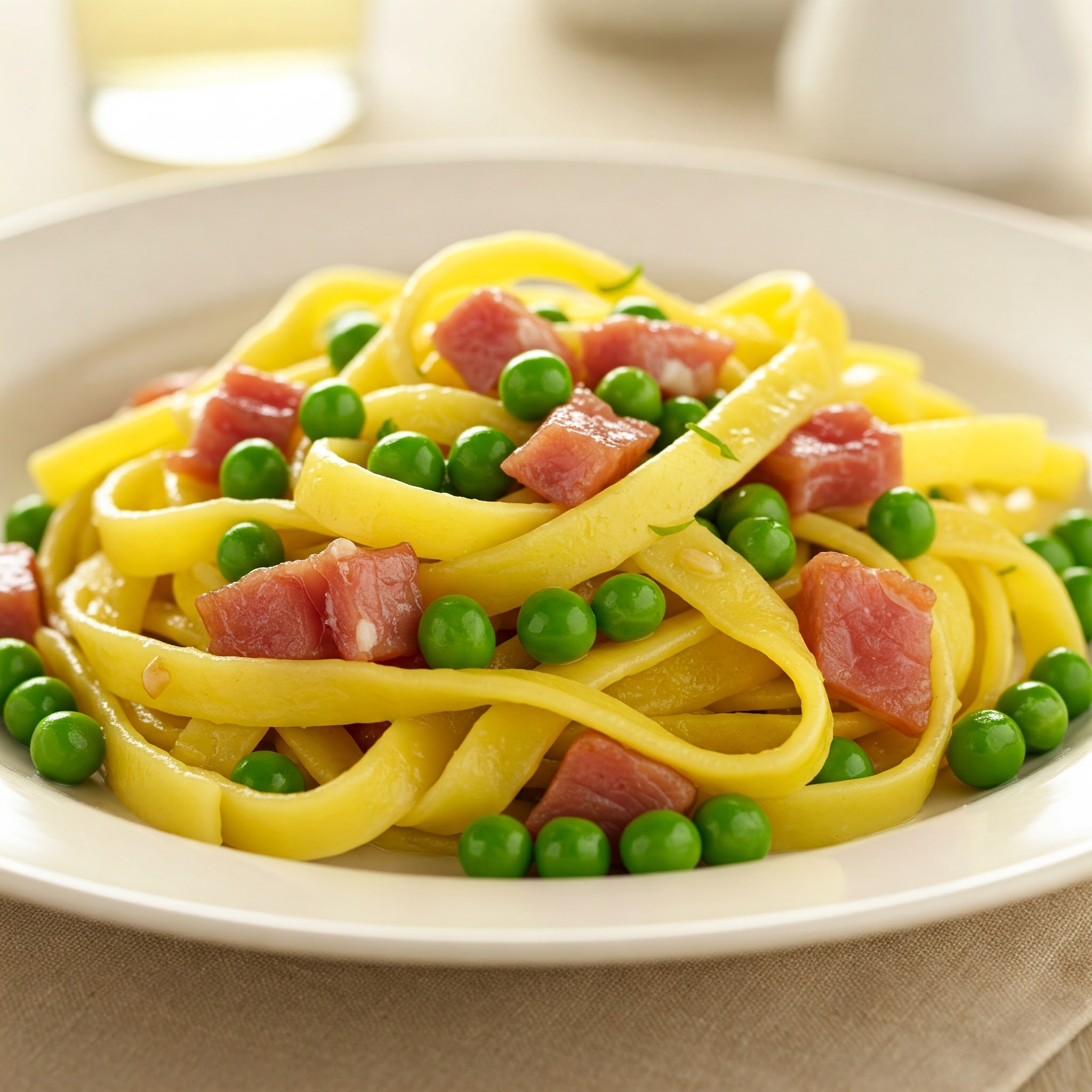 tagliatelle prosciutto e piselli